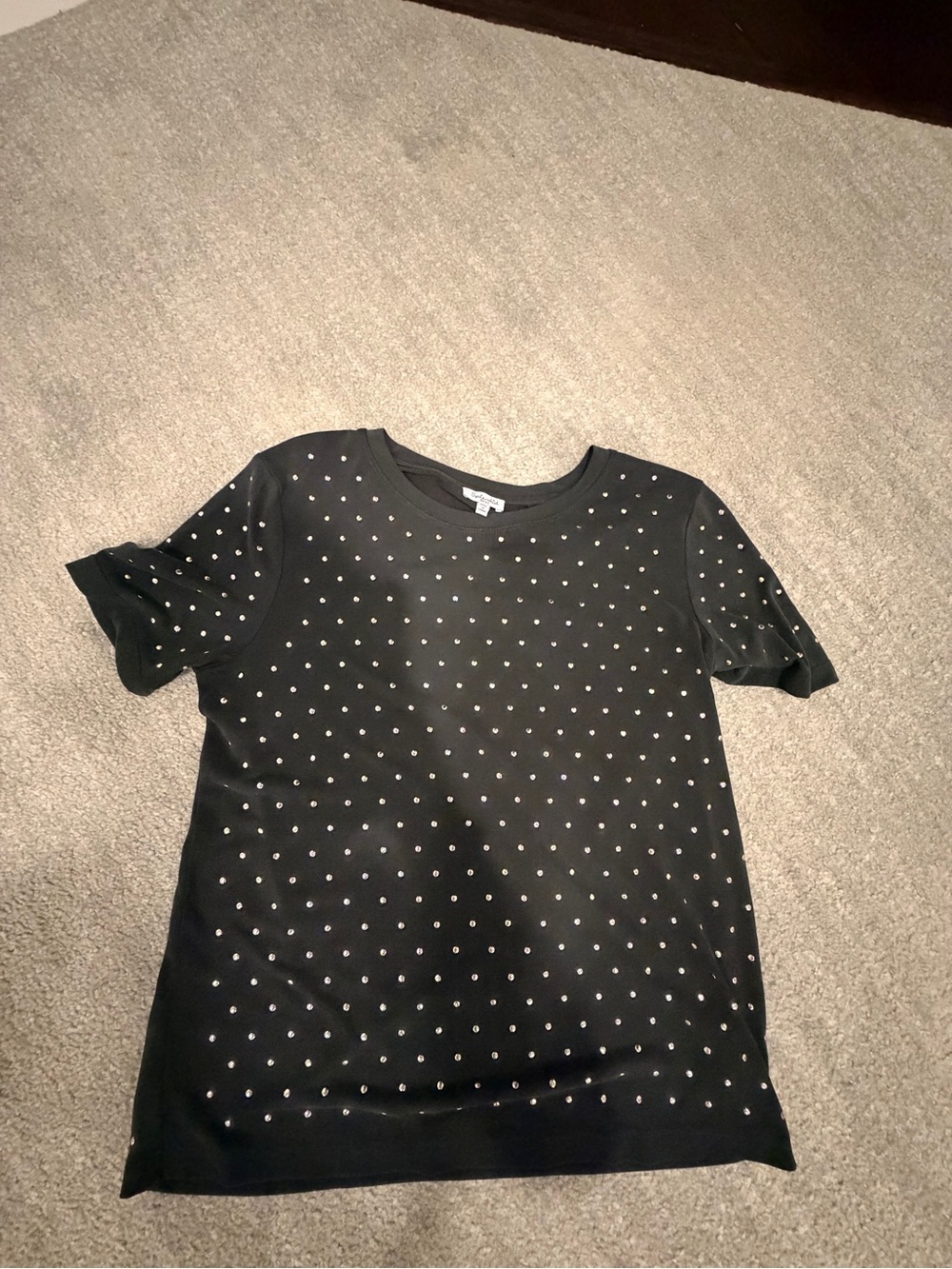 Splendid Black Short Sleeve Tee with Silver Stud Dots